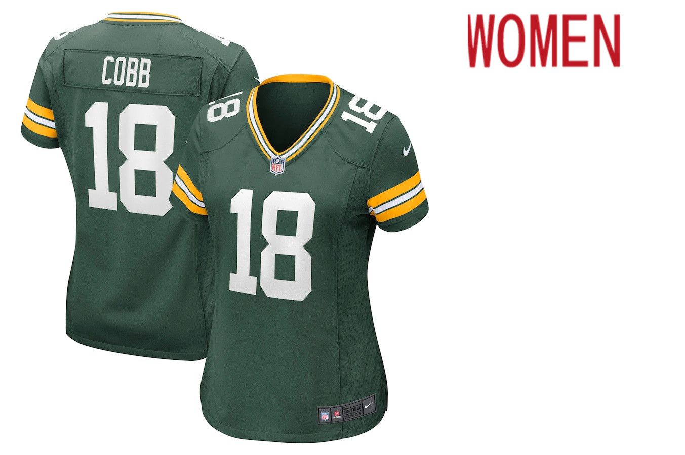 Women Green Bay Packers #18 Randall Cobb Green Nike Game Player NFL Jersey